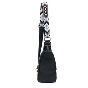 Boho chest bag with woven belt